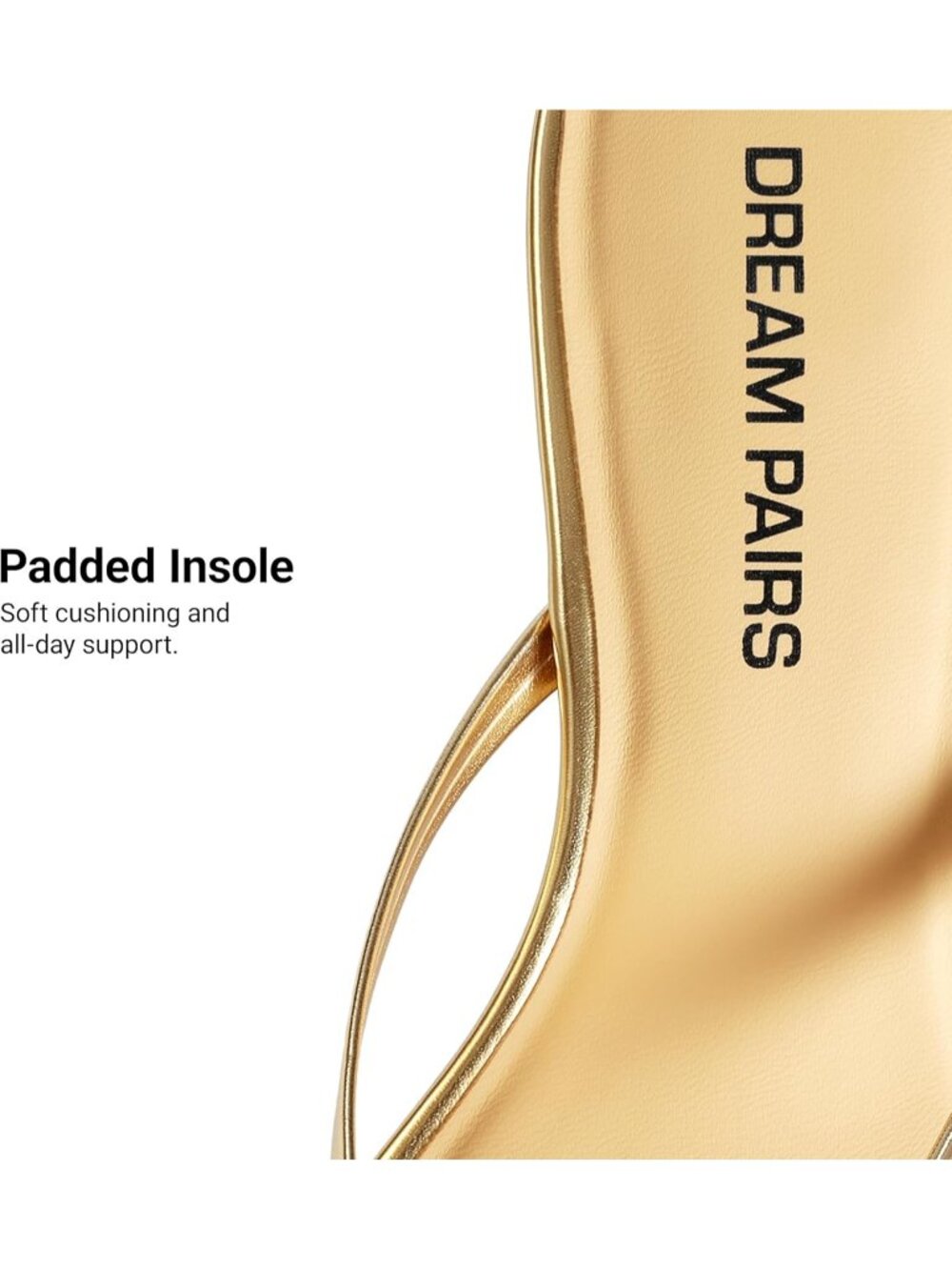 Women's Flip Flop Low Heels Square Open Toe Gold Sandals Thong 1.96 Inch Heels - Picture 6 of 6